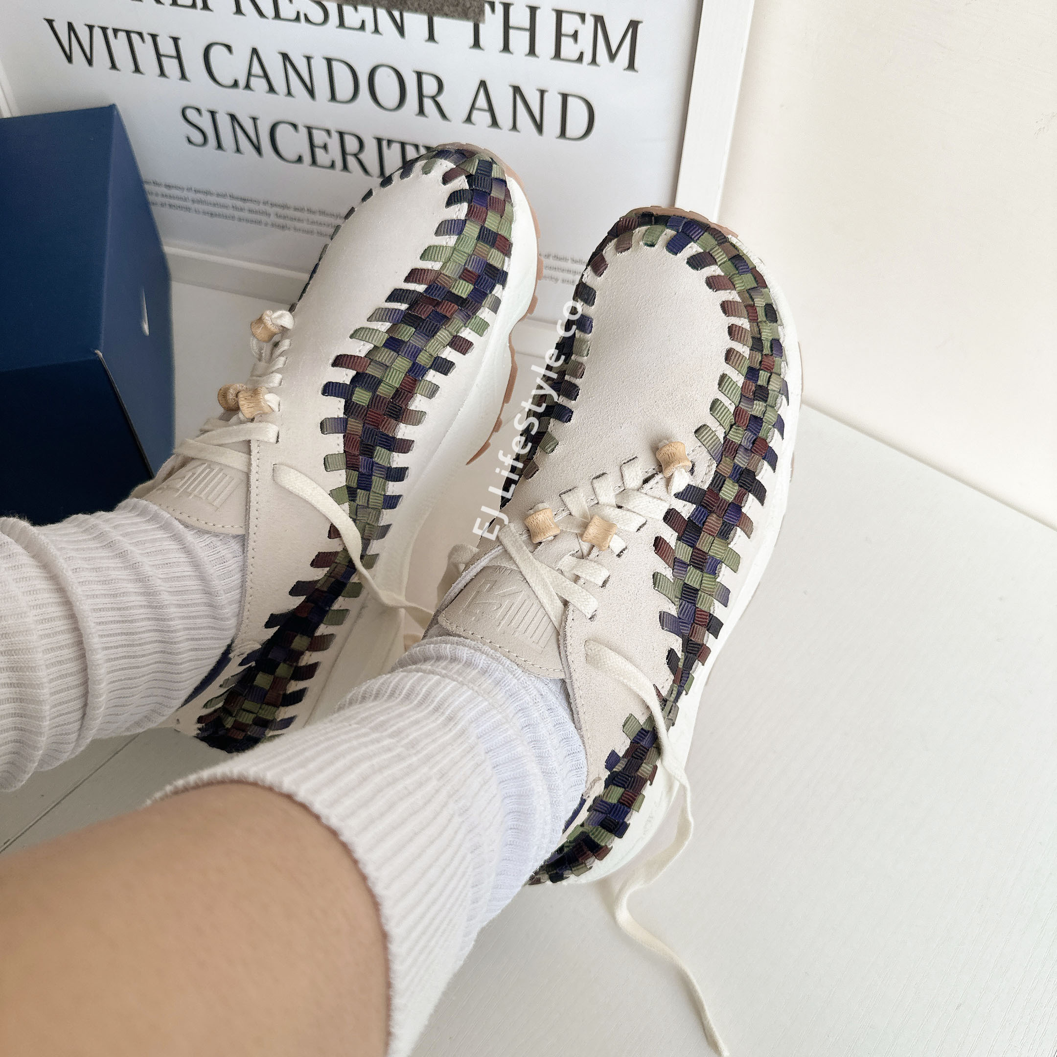 NIKE AIR FOOTSCAPE WOVEN 編織鞋 NAI-KE 米白 奶油白 藍綠 藍紫 彩色 竹節 女鞋 FV3615-191 / 預購