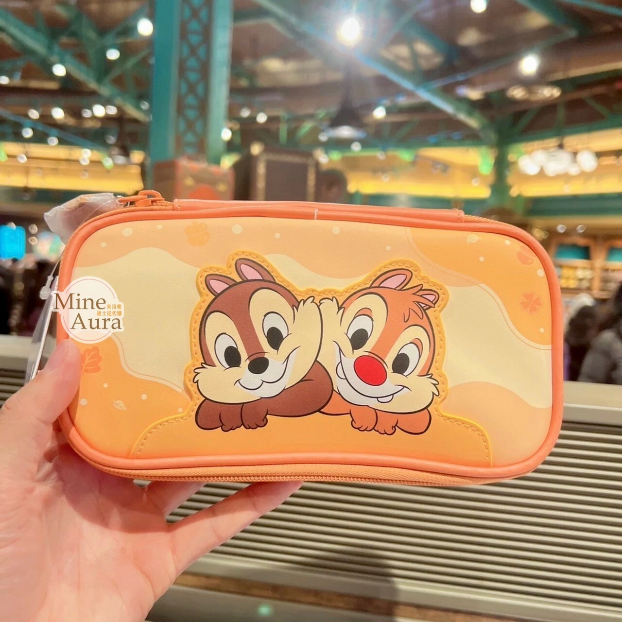 奇奇蒂蒂 Chip 'n Dale 臉貼臉圖案  筆袋 收納包 化妝包 -上海迪士尼樂園