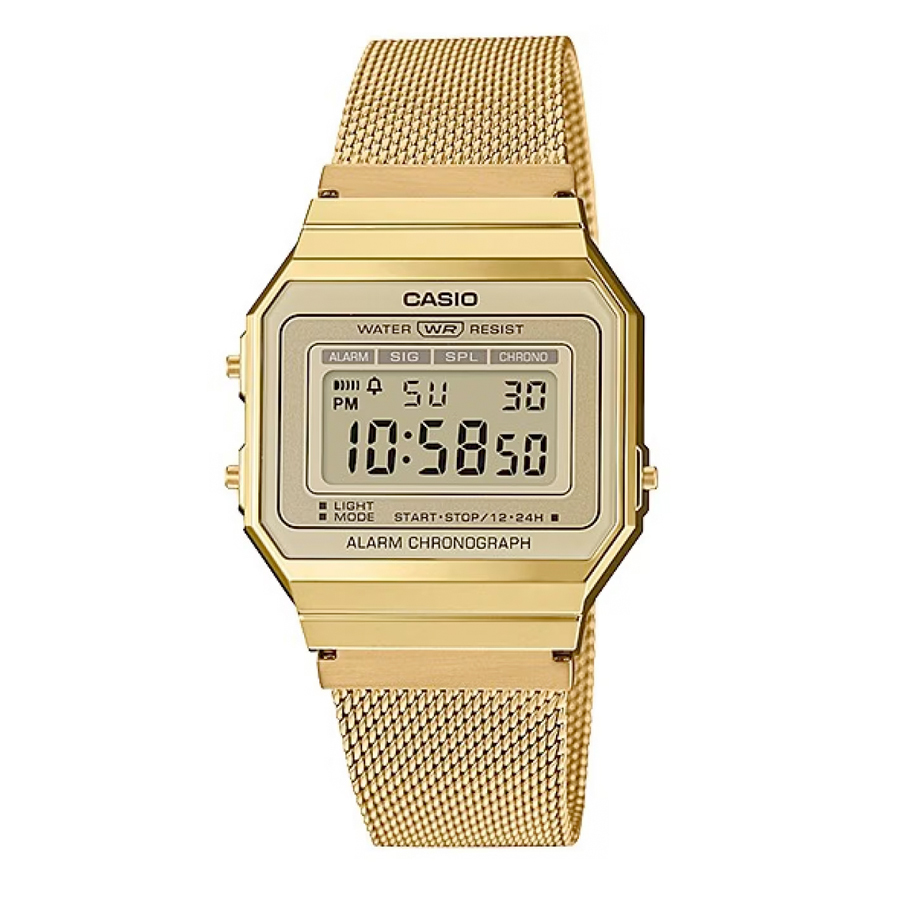 Casio A700WMG-9A Mesh Strap Digital Vintage Watch