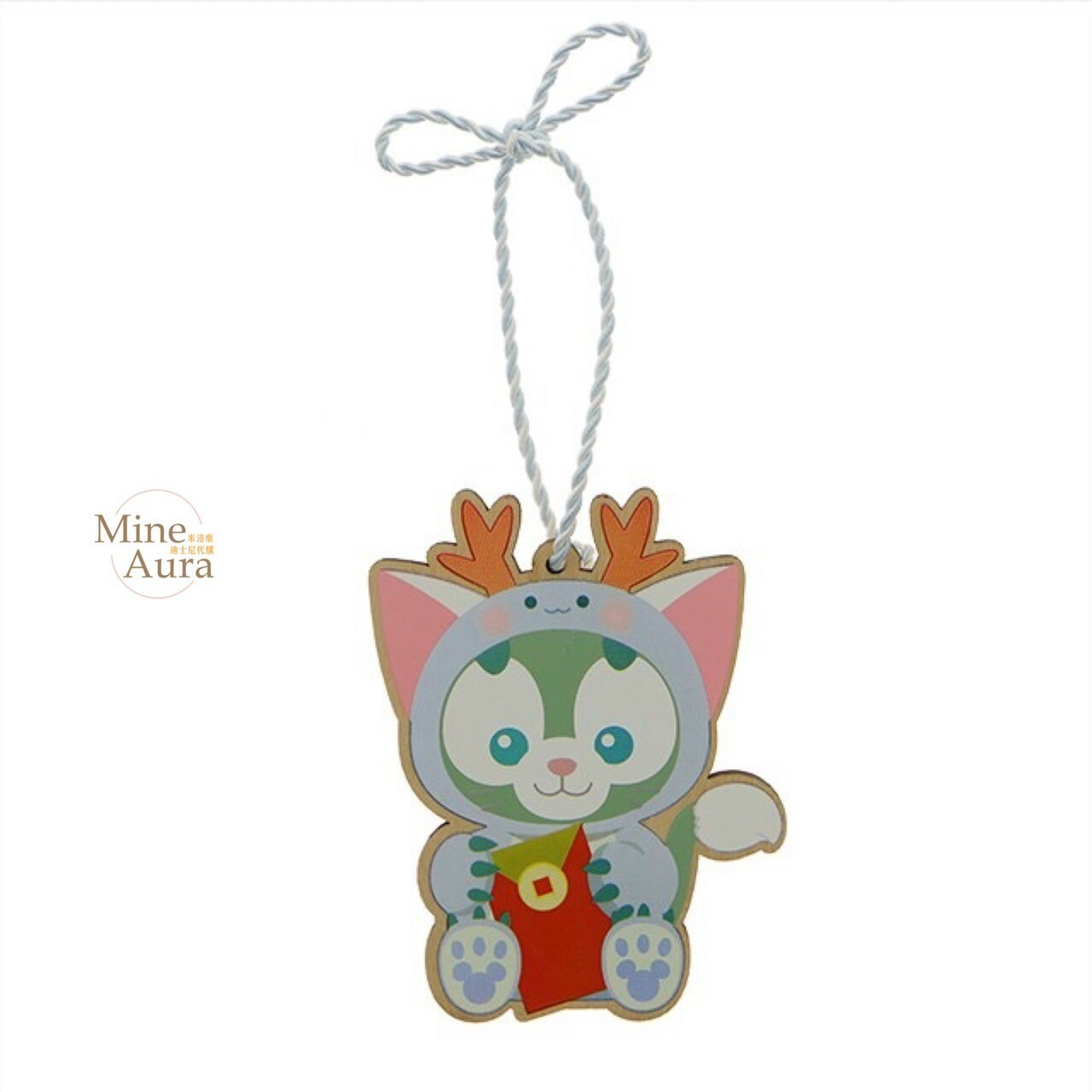 (現貨) 2024 新春限定 傑拉托尼 畫家貓 Gelatoni 龍裝造型 木製 繪馬 掛飾 -香港迪士尼樂園