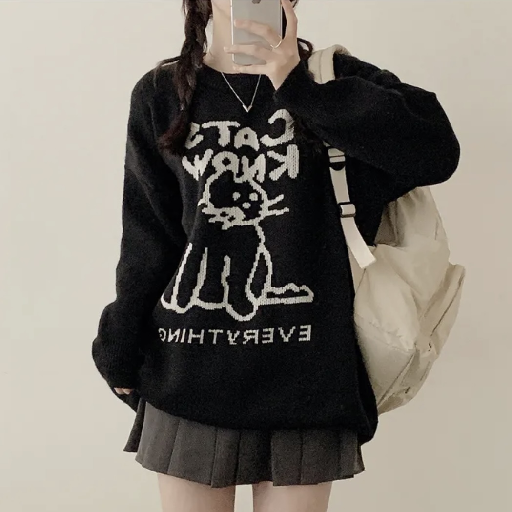 Cat Knows Knit Sweater