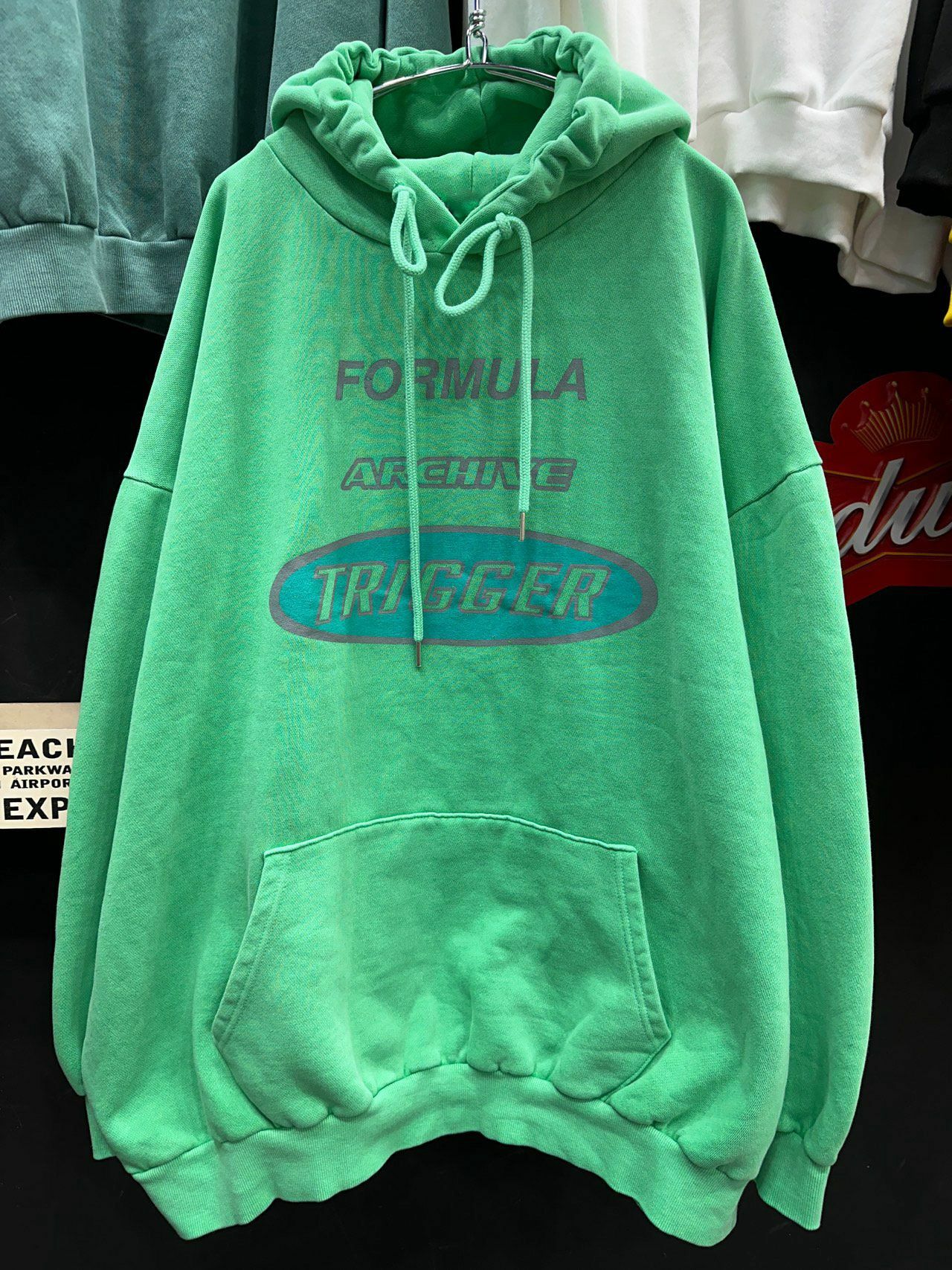 OverSize洗水英文字連帽衛衣(薄抓毛底) T5308