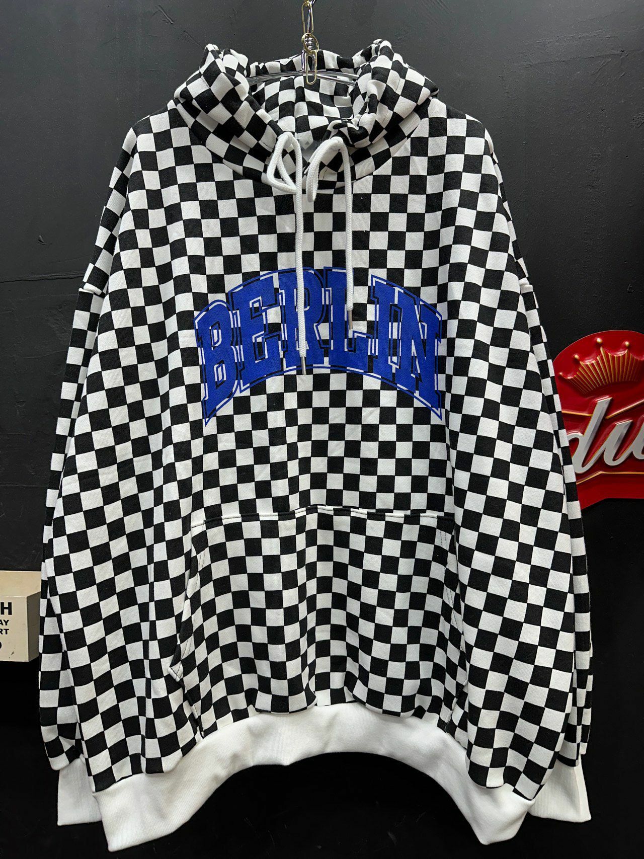 格仔英文字連帽衛衣(薄抓毛底) T5311