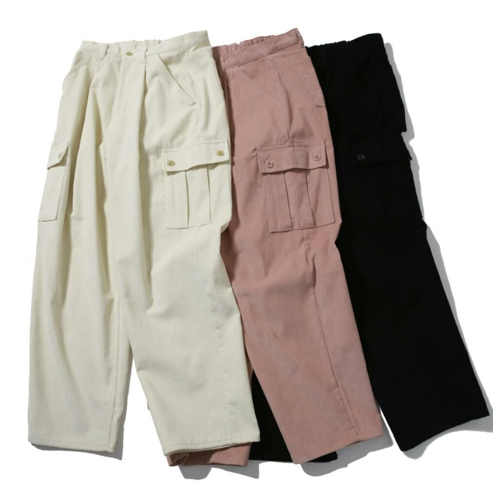 淨色薄燈心絨工裝鬆身褲 P2699