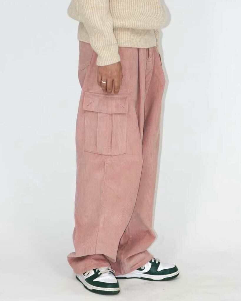 淨色薄燈心絨工裝鬆身褲 P2699