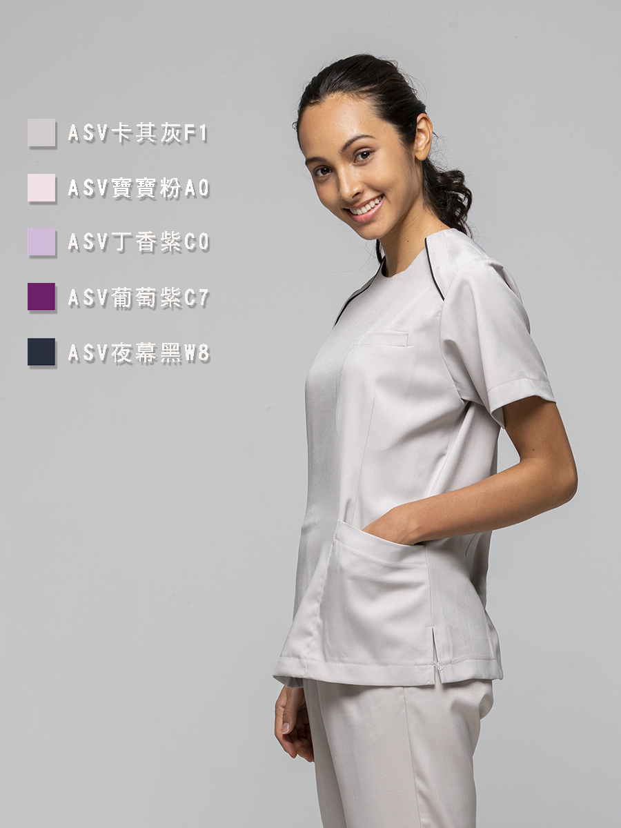 【 整套販售 】AS716-F1 女刷手服套裝-ASV薄彈布-卡其灰
