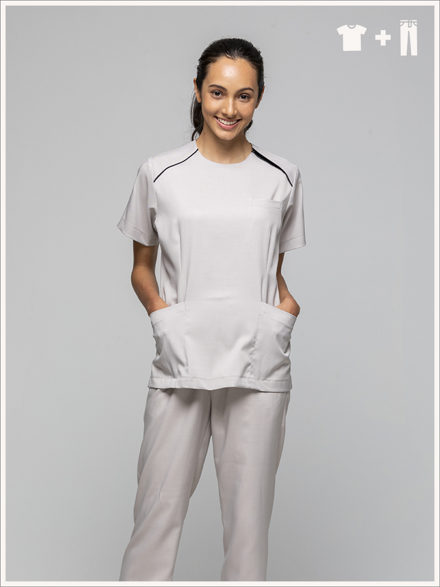 【 整套販售 】AS716-F1 女刷手服套裝-ASV薄彈布-卡其灰