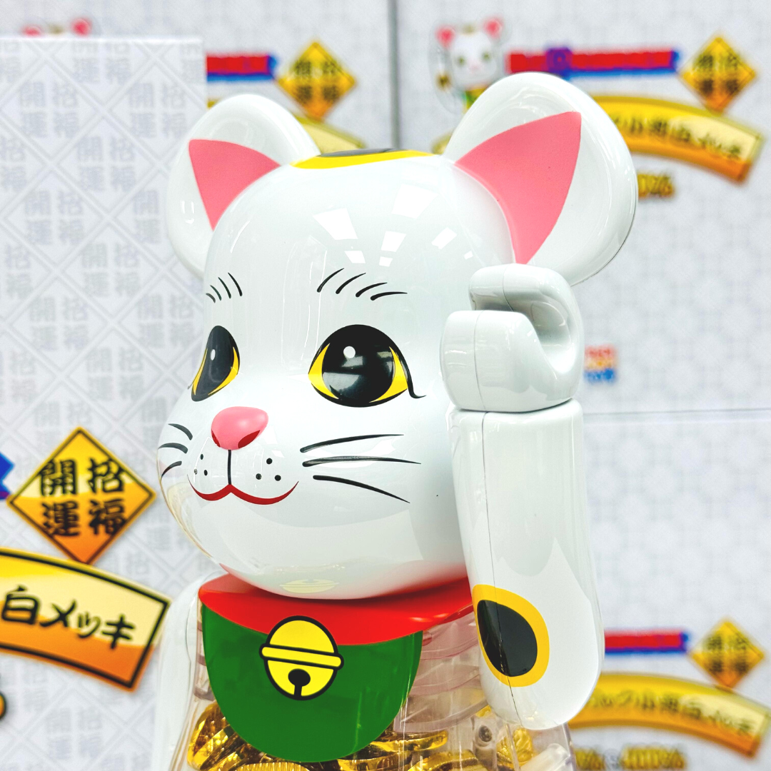 早い者勝ち BE@RBRICK 招き猫 白メッキ 発光 400％ 新品未開封 ベアブリック キューブリック、ベアブリック