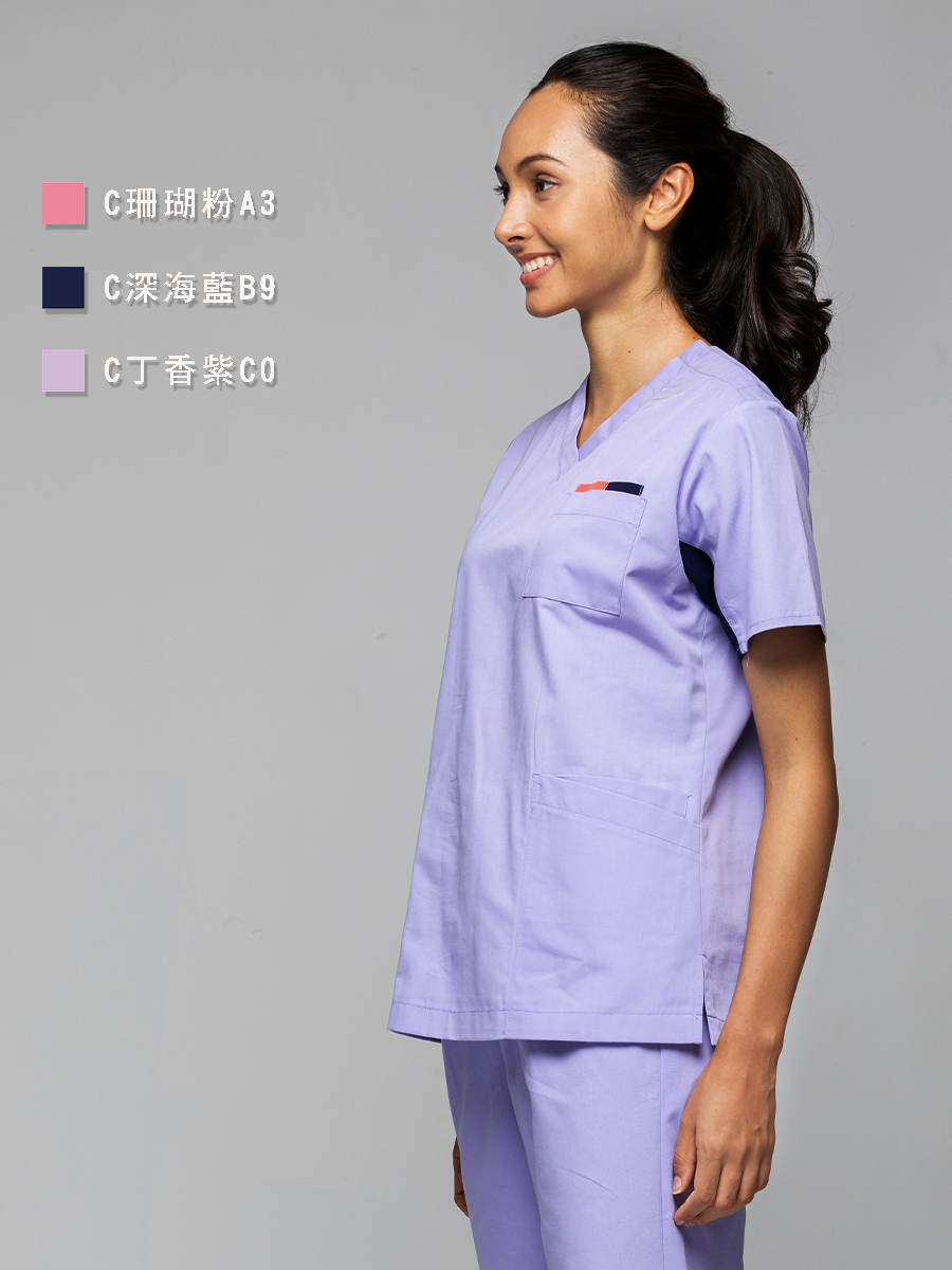 【整套販售】C714-C0 女刷手套裝-C經典布-丁香紫