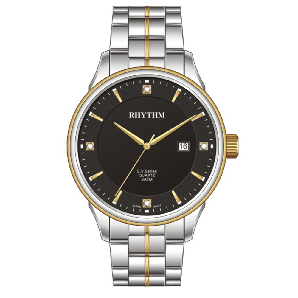 【Rhythm 麗聲】簡約三針帶日期不鏽鋼手錶-GS1608S 小錶徑女款-