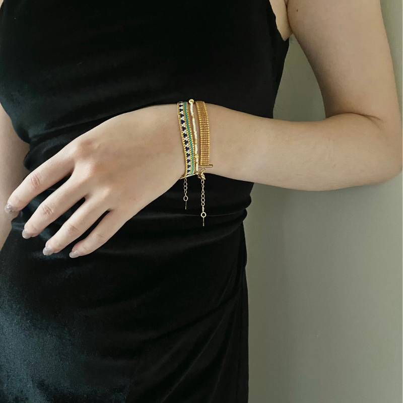 蔚藍點金 | 細條串珠手鍊