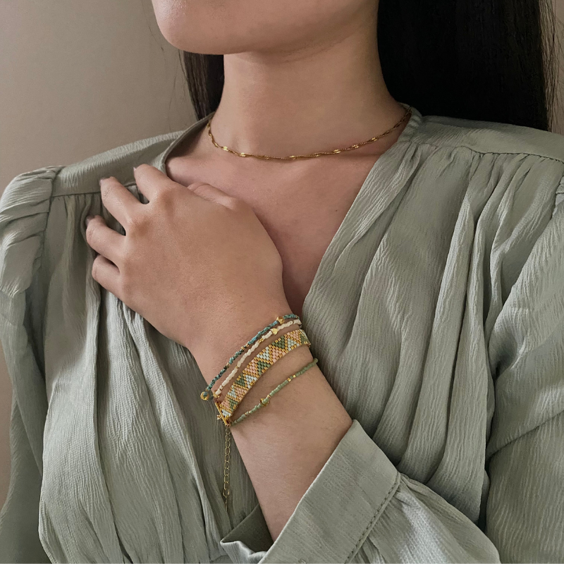 畢卡索藍點金 | 細條串珠手鍊