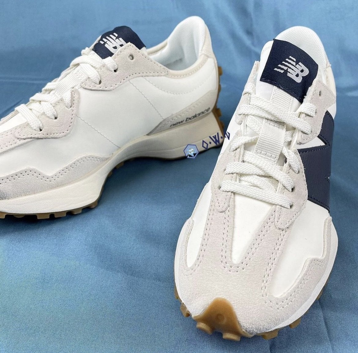 【OWN】New Balance 327 皮革 焦糖 厚底 增高 休閒 運動 復古 慢跑 球鞋 女款限定 B楦 白藍 WS327KB