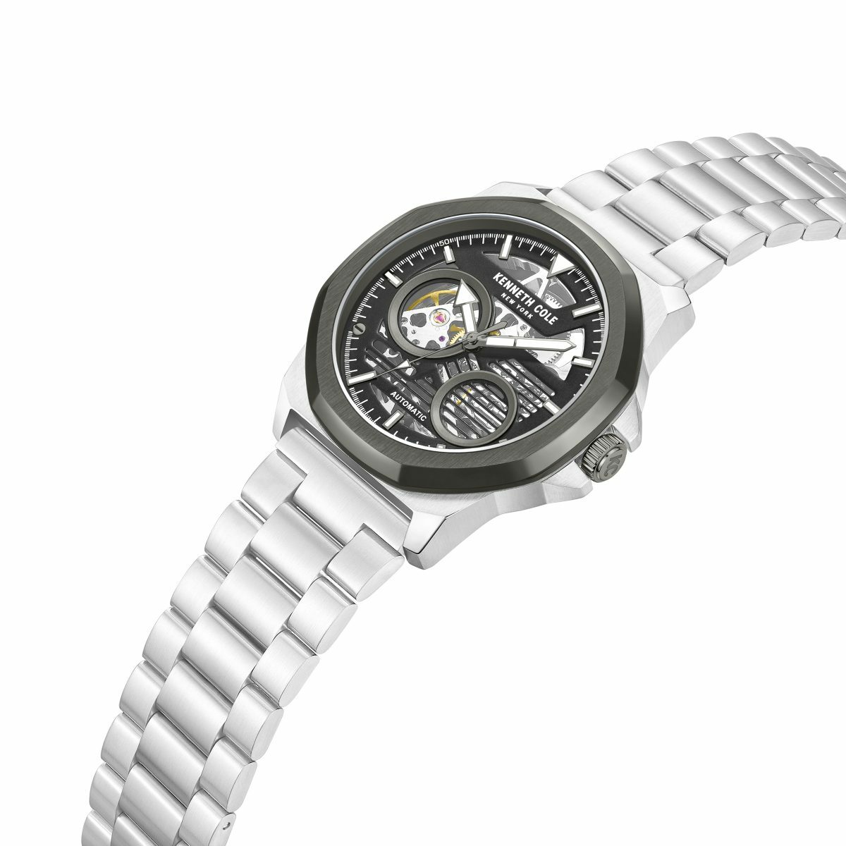 萬年鐘錶 - KENNETH COLE  美國紐約品牌  透視機芯機械不鏽鋼款男錶 KCWGL0013601   錶徑45MM