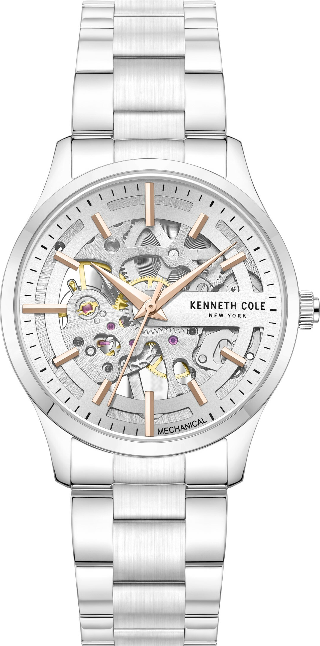 萬年鐘錶 - KENNETH COLE  美國紐約品牌  透視機芯機械不鏽鋼款女錶 KCWLL0031503  錶徑34.5MM