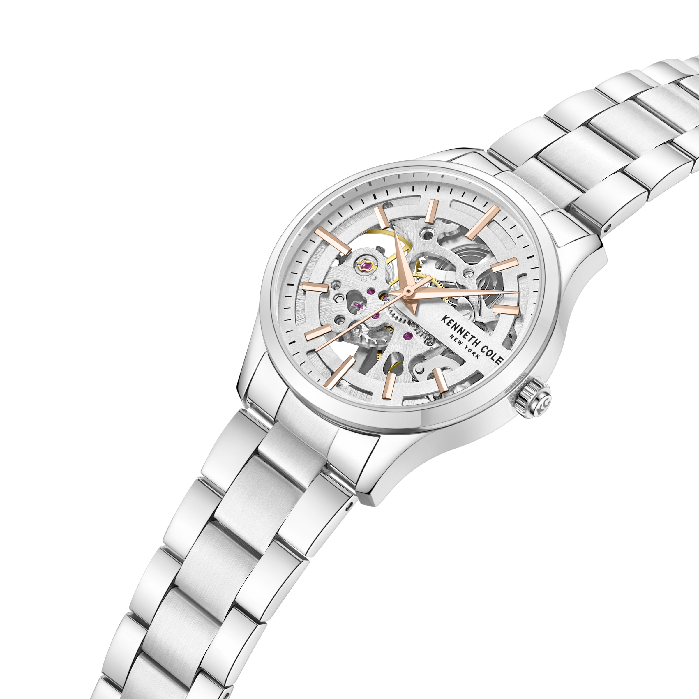 萬年鐘錶 - KENNETH COLE  美國紐約品牌  透視機芯機械不鏽鋼款女錶 KCWLL0031503  錶徑34.5MM