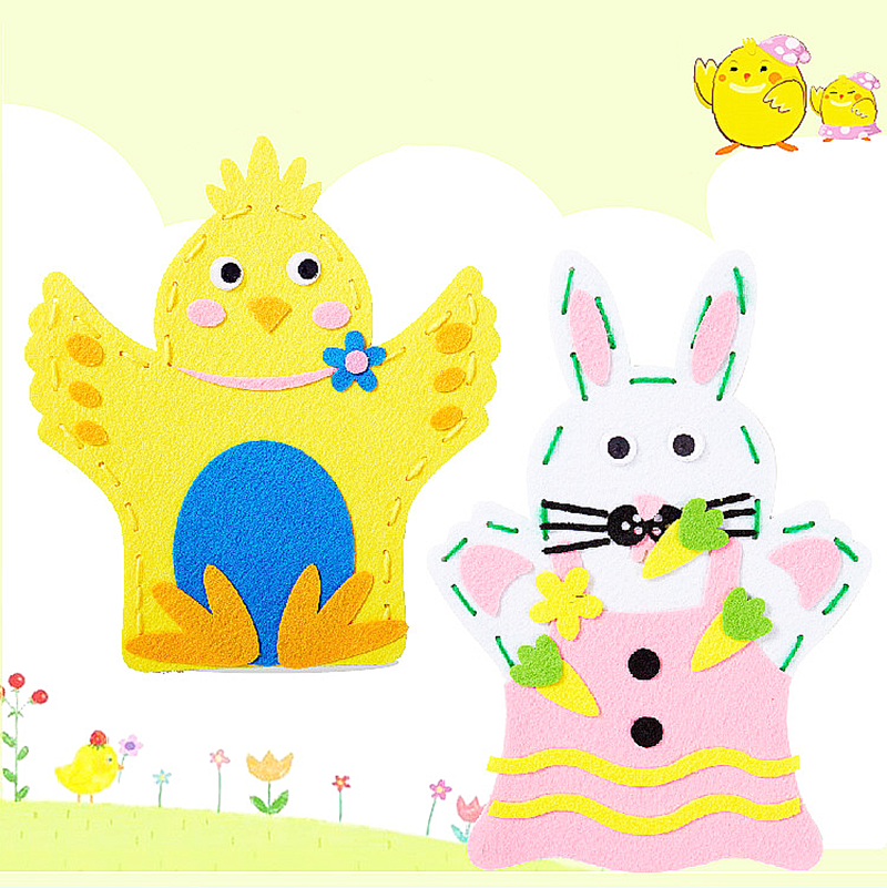 復活節DIY小雞動物不織布手偶材料包 M10047