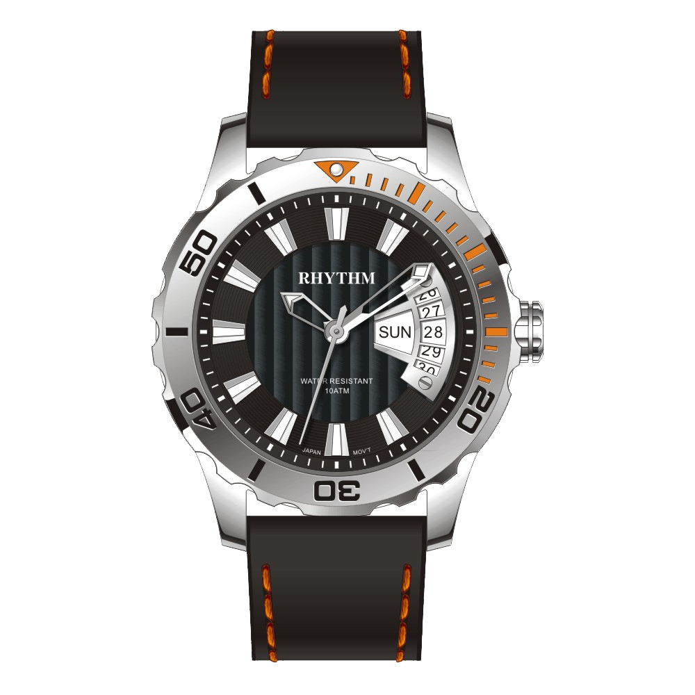 【Rhythm 麗聲】酷炫錶圈賽車風格日期顯示親膚橡膠錶帶手錶-TQ1701 RST-TQ1707-L-