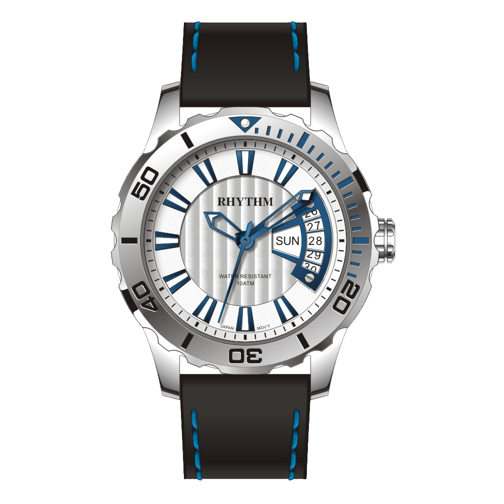 【Rhythm 麗聲】酷炫錶圈賽車風格日期顯示親膚橡膠錶帶手錶-TQ1701 RST-TQ1707-L-