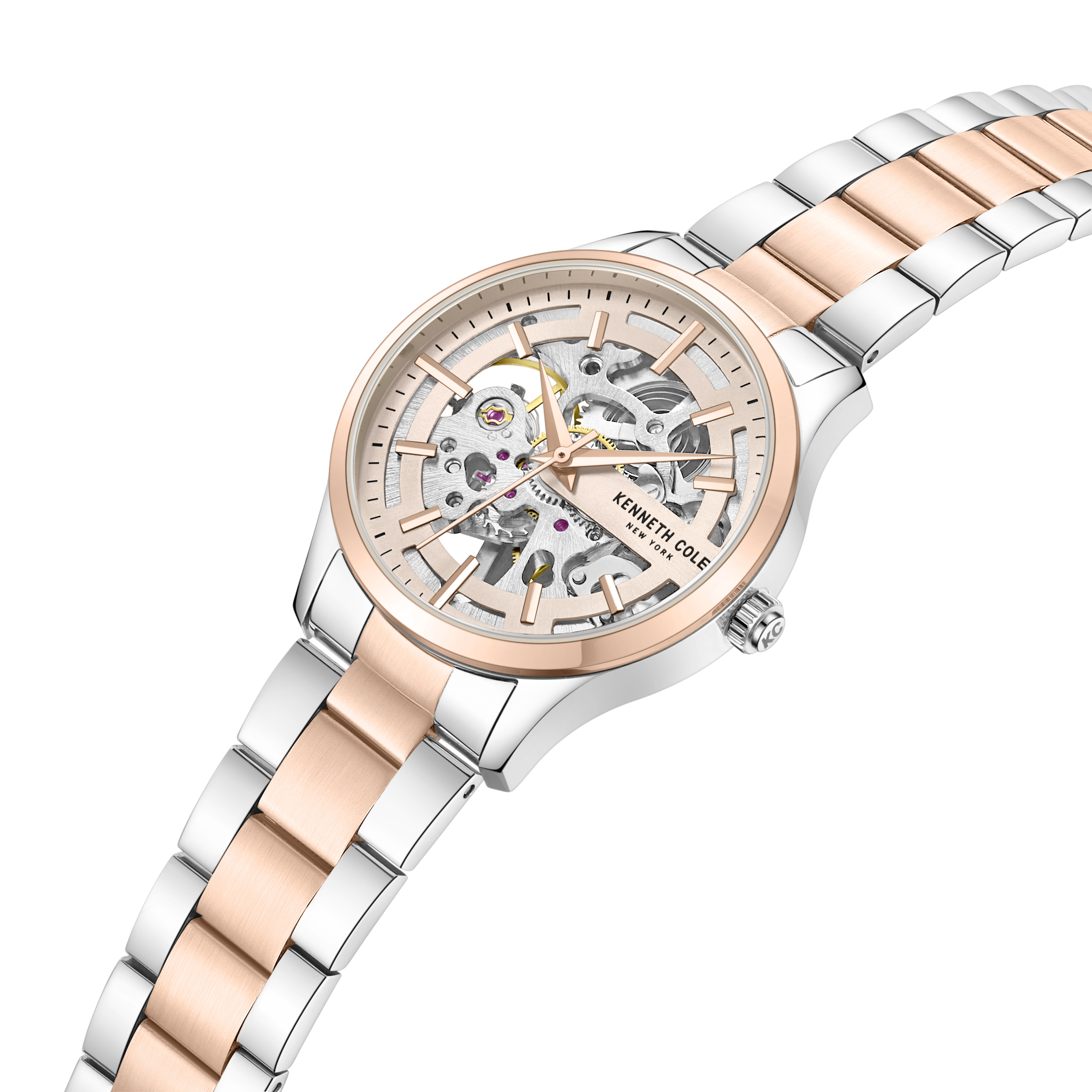 萬年鐘錶 - KENNETH COLE  美國紐約品牌  透視機芯機械不鏽鋼款女錶 KCWLL0031504 錶徑34.5MM