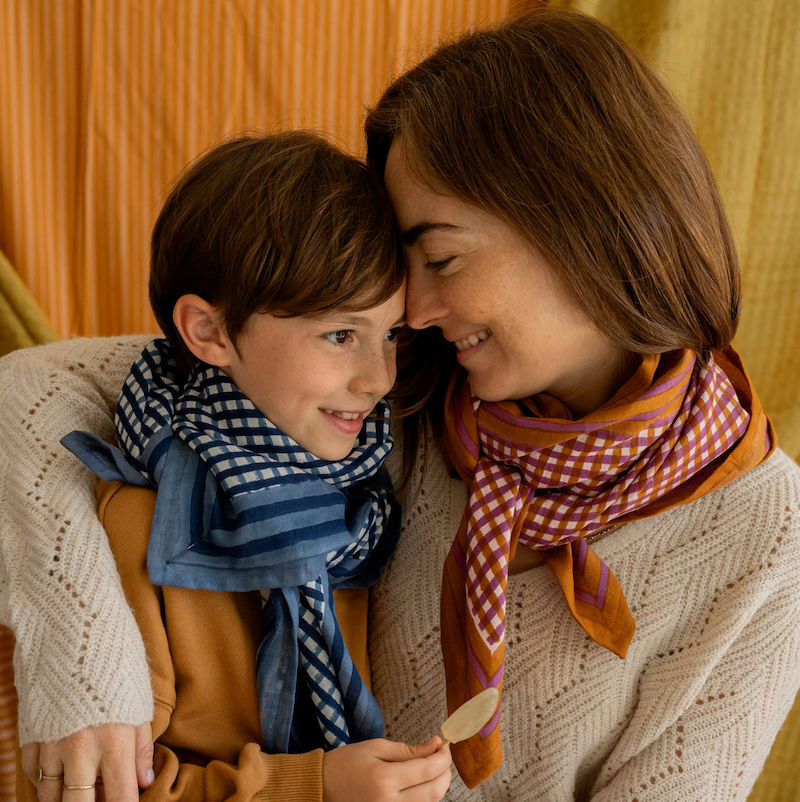 泰拉格紋-駝棕混陶紅 | 領巾