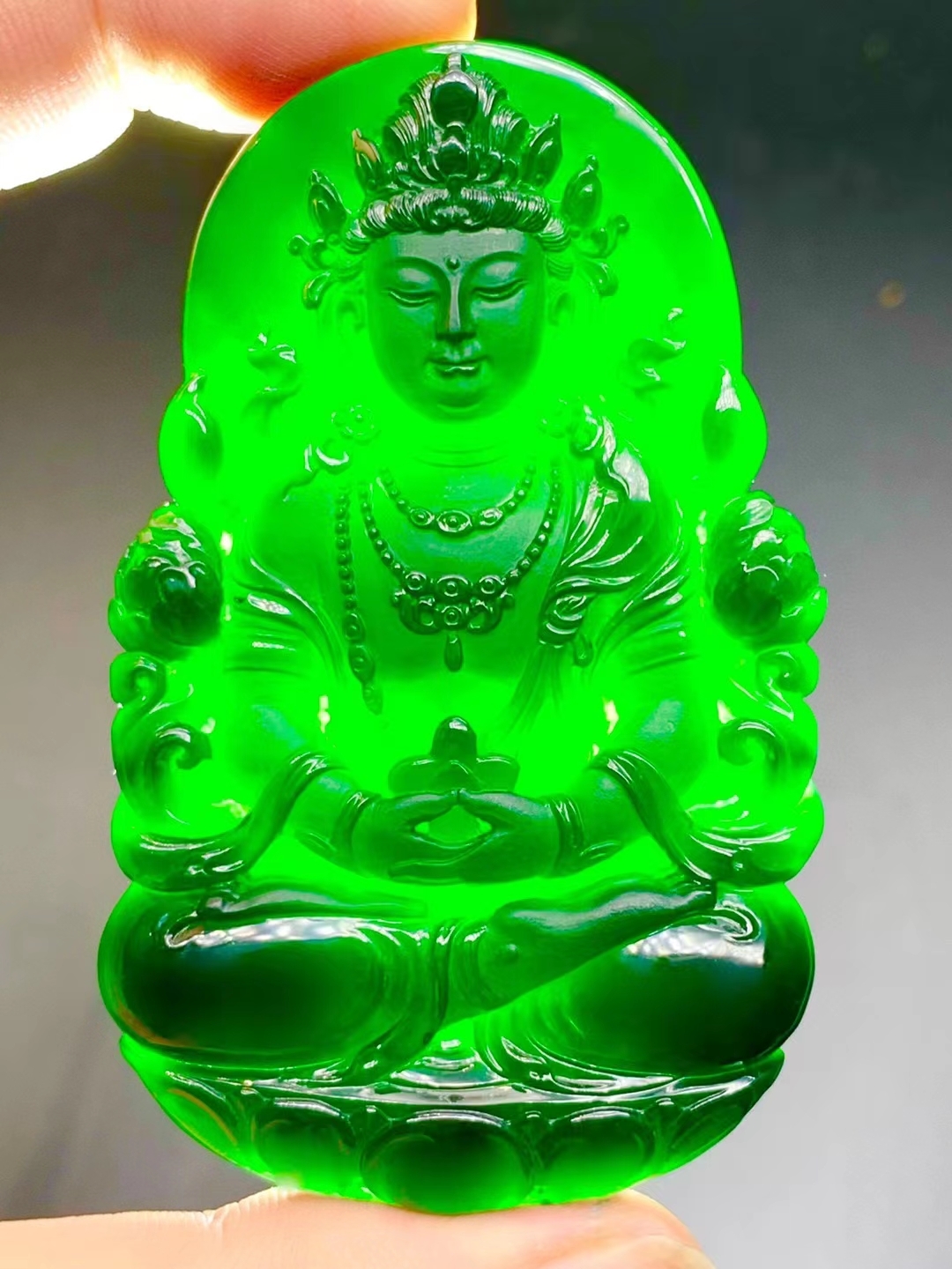 墨翠綠度母菩薩,天然翡翠A玉, 緬甸玉, Jade, Jadeite