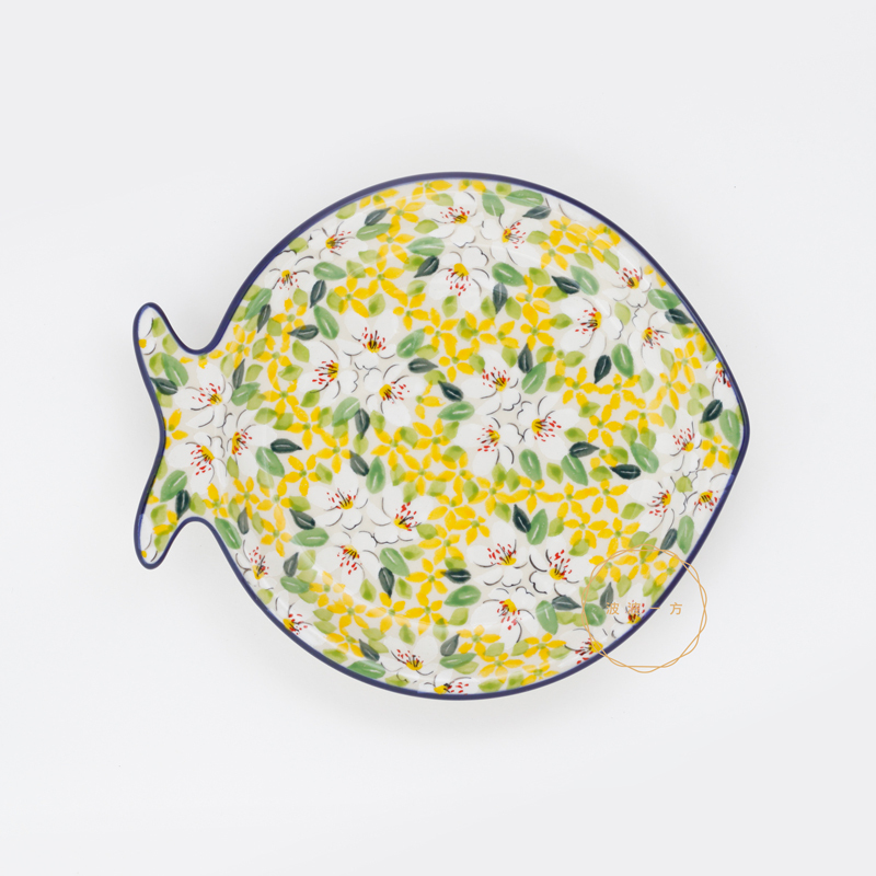 魚盤-小-22.5/19cm-淡雅茉莉-黃