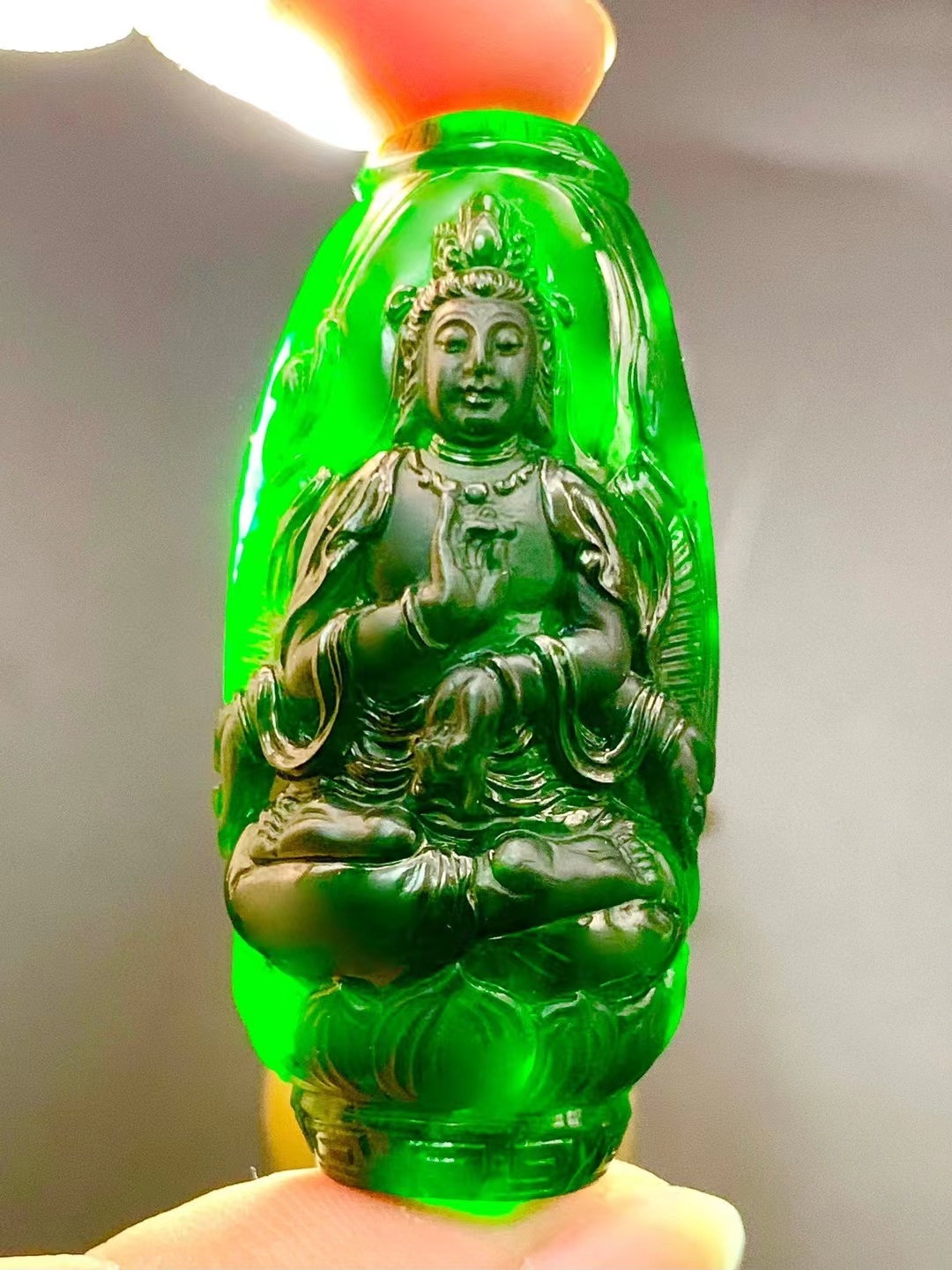 墨翠天珠款千手觀音,天然翡翠A玉, 緬甸玉, Jade, Jadeite