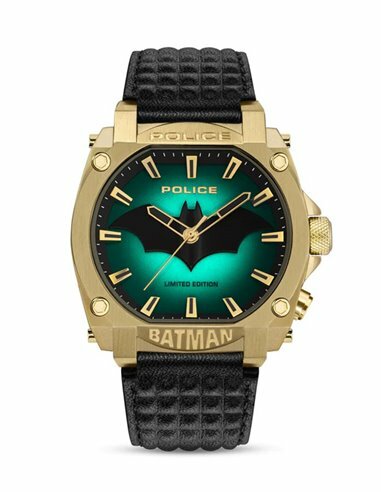 萬年鐘錶 - POLICE  限量發售 BATMAN 蝙蝠俠聯名大錶徑皮革男錶 PEWGD0022602  錶徑 46MM