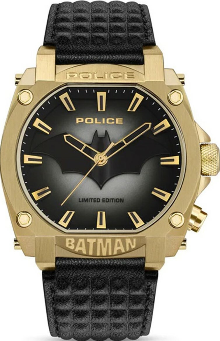 萬年鐘錶 - POLICE  限量發售 BATMAN 蝙蝠俠聯名大錶徑皮革男錶 PEWGD0022602  錶徑 46MM