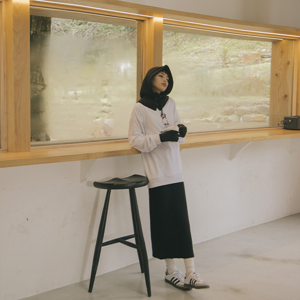 Textured pitted knitted straight long skirt five colors【03021259】in stock+pre-order