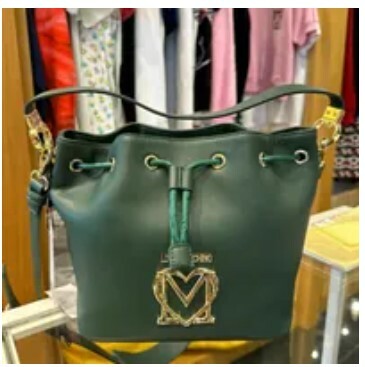 [S] LOVE MOSCHINO JC4089PP1FLZ0858 M HEART LOGO METAL BUCKET BAG,GREEN, 71321700009 (SLM204)