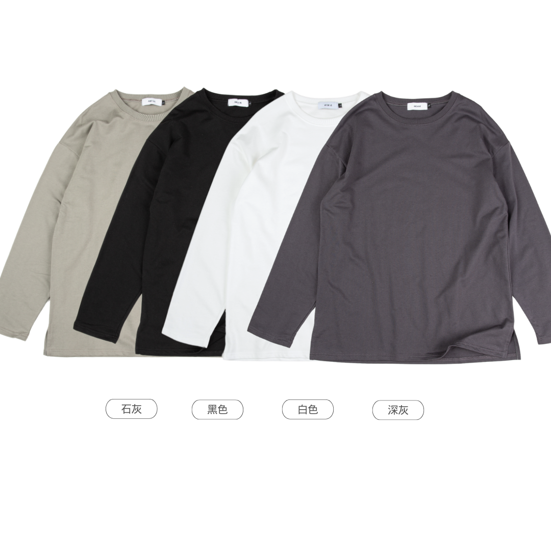 SALE- 落肩 寬鬆 長T 下擺開叉長袖【 FUZY 】- A201572