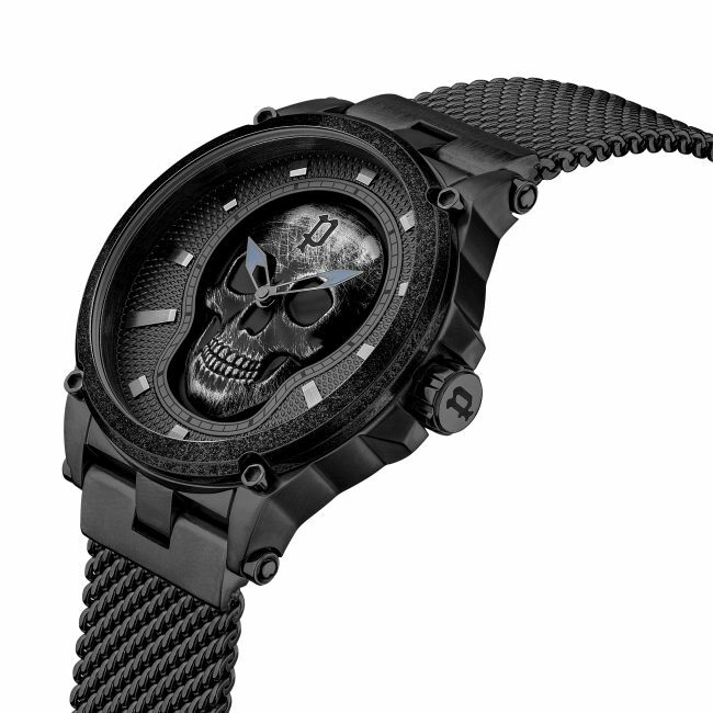 萬年鐘錶 - POLICE  全黑系列大錶徑不鏽鋼米蘭錶帶男錶 PEWJG2108504  錶徑 47MM