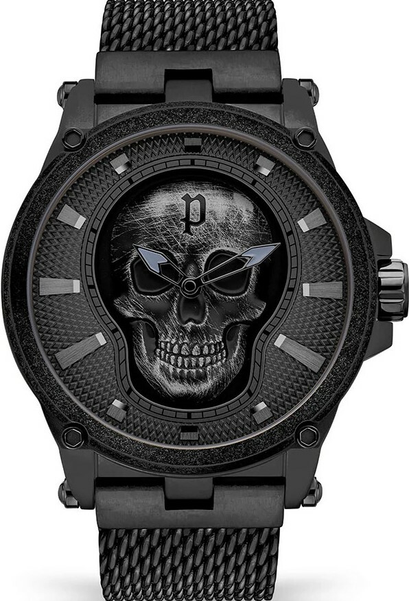 萬年鐘錶 - POLICE  全黑系列大錶徑不鏽鋼米蘭錶帶男錶 PEWJG2108504  錶徑 47MM