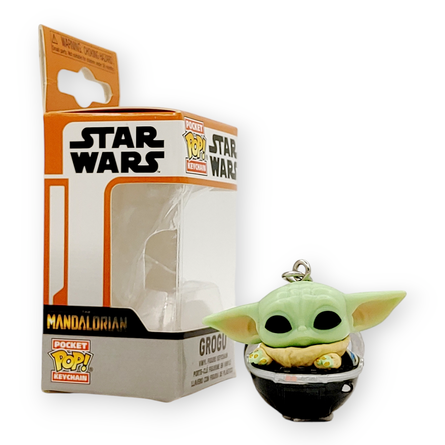 FUNKO POP<星球大戰-曼達洛人>尤達BB格羅古(坐嬰兒車)鎖匙扣