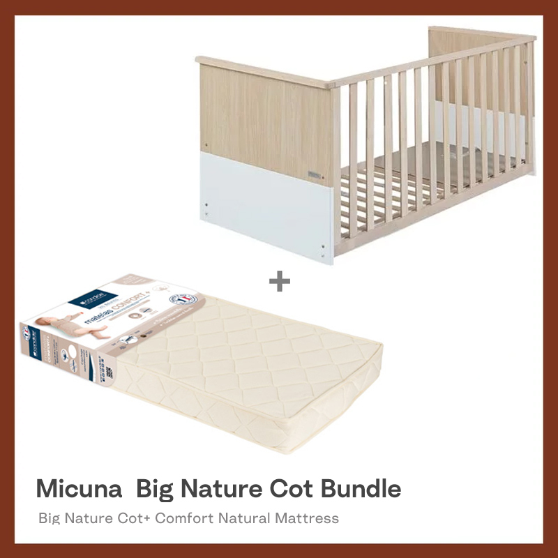 Micuna - Big Nature Cot bundle70x140cm (Waterwood White