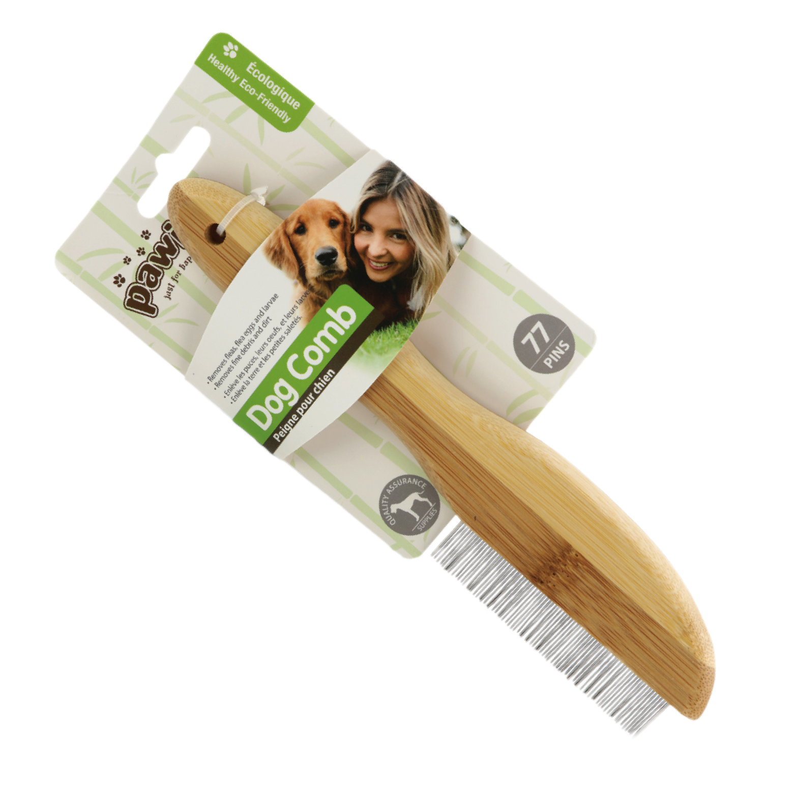 Pawise|木柄排梳(77針)(NO.11474)