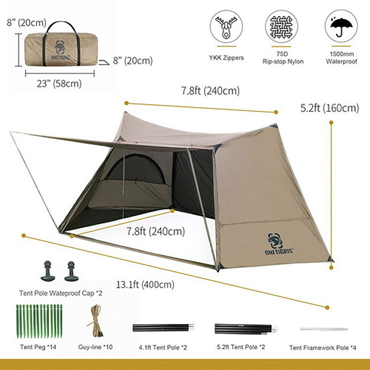 OneTigris CE-BHS07 SOLO HOMESTEAD Camping Tent 雙峰營-最新改良