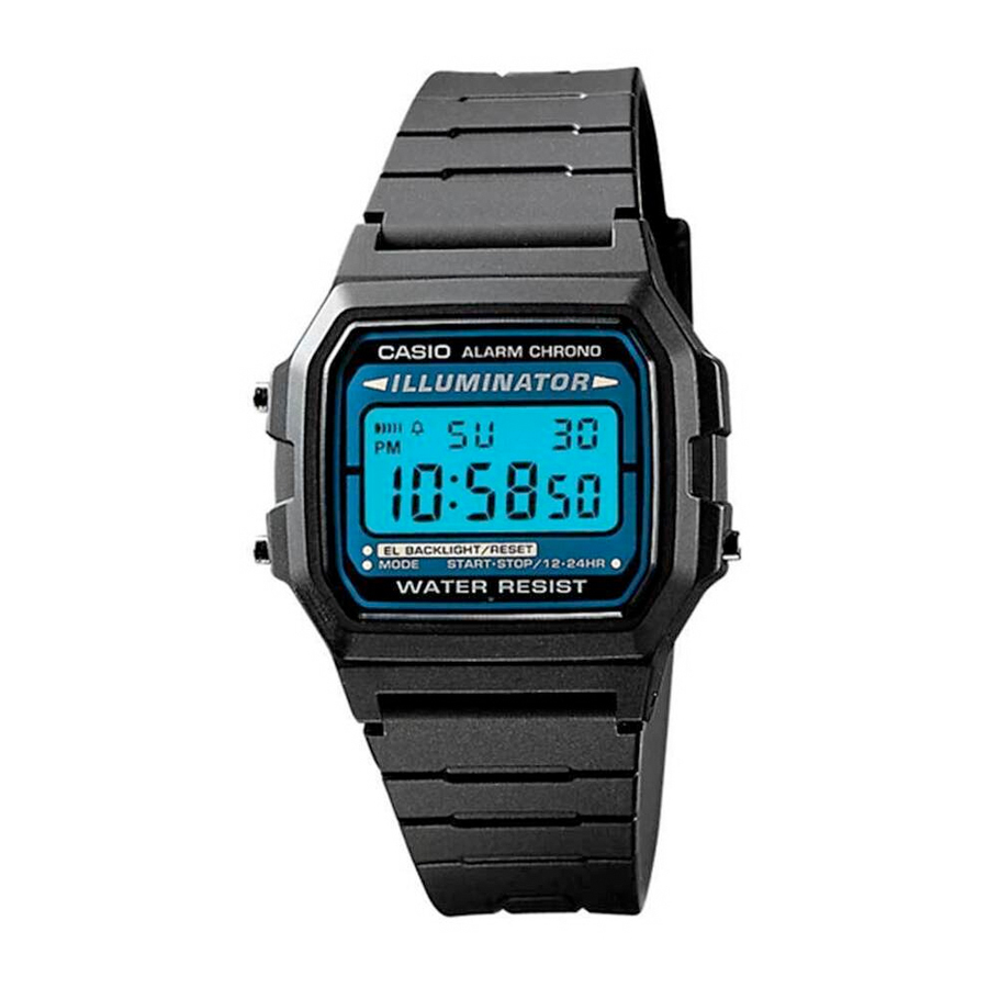 CASIO F-105W-1A 中裝 黑色方形復古跳字錶