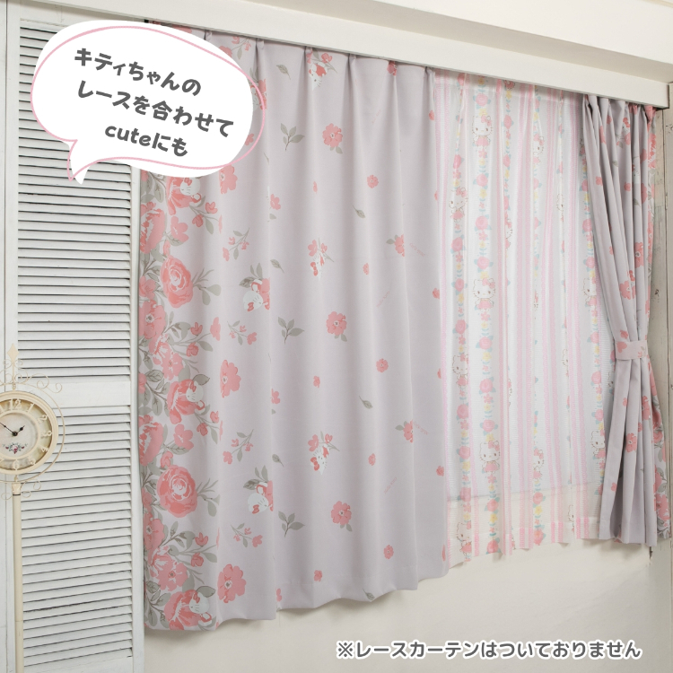 24006-KT [日本製] Sanrio Hello Kitty 花香1級遮光窗簾 (一套2塊) #JP-BD24-SS-11-201-26