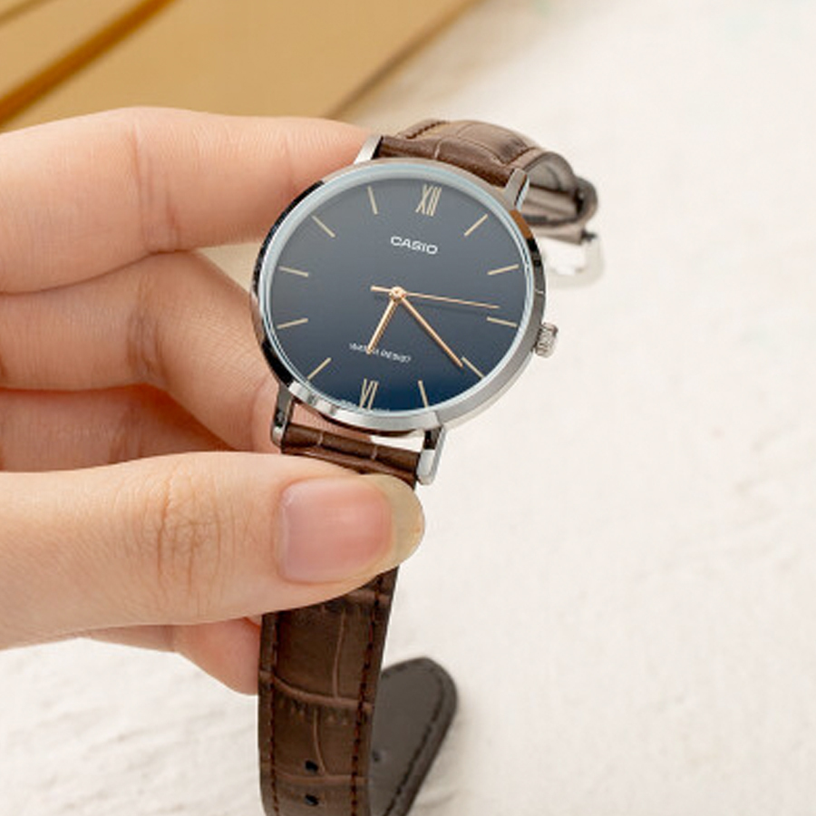 CASIO LTP-VT01L-2B 34mm 藍色 皮帶錶 復古錶