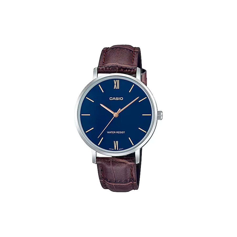 CASIO LTP-VT01L-2B 34mm 藍色 皮帶錶 復古錶