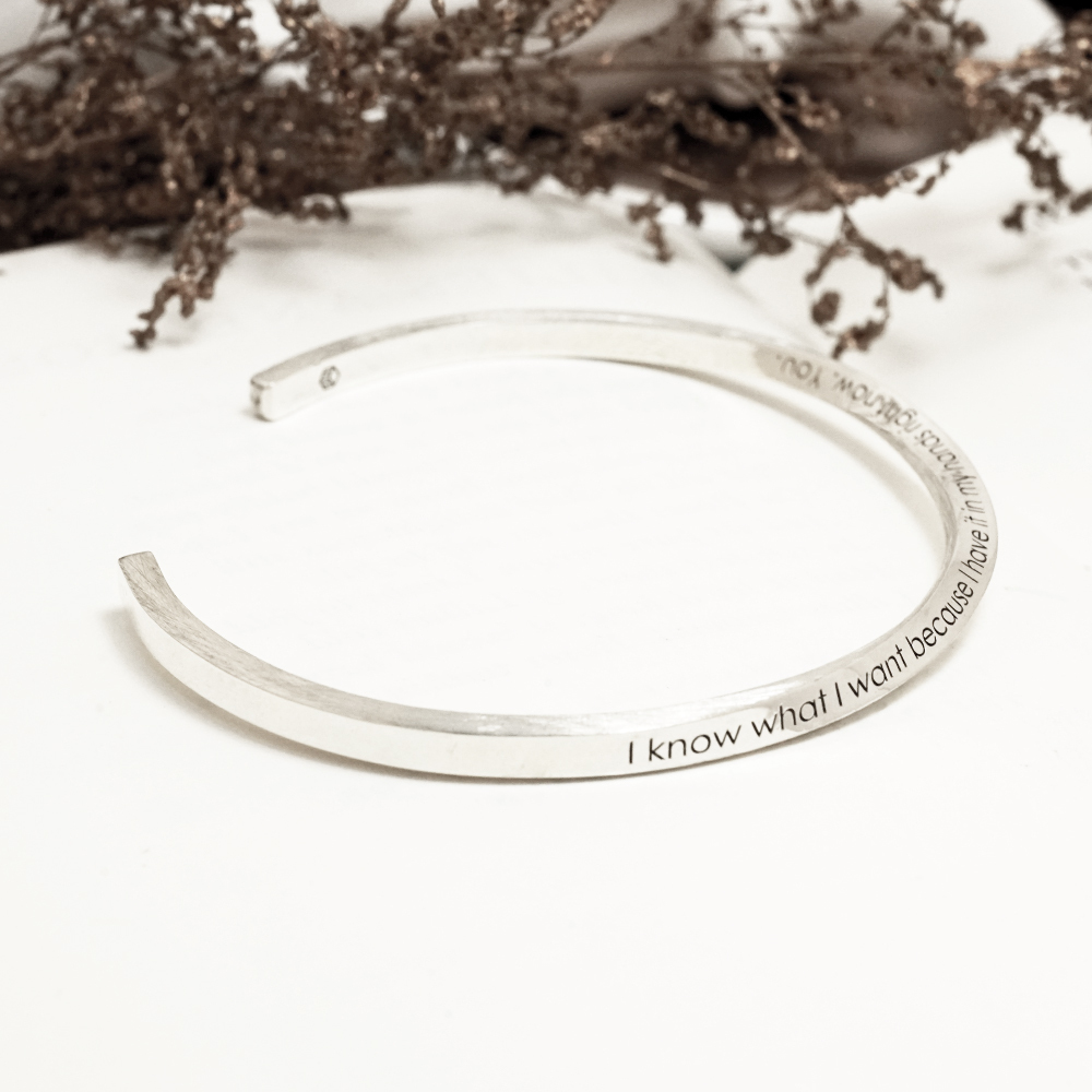 幾何方扭 質感手環（中）刻字版 客製化訂製 925純銀手環