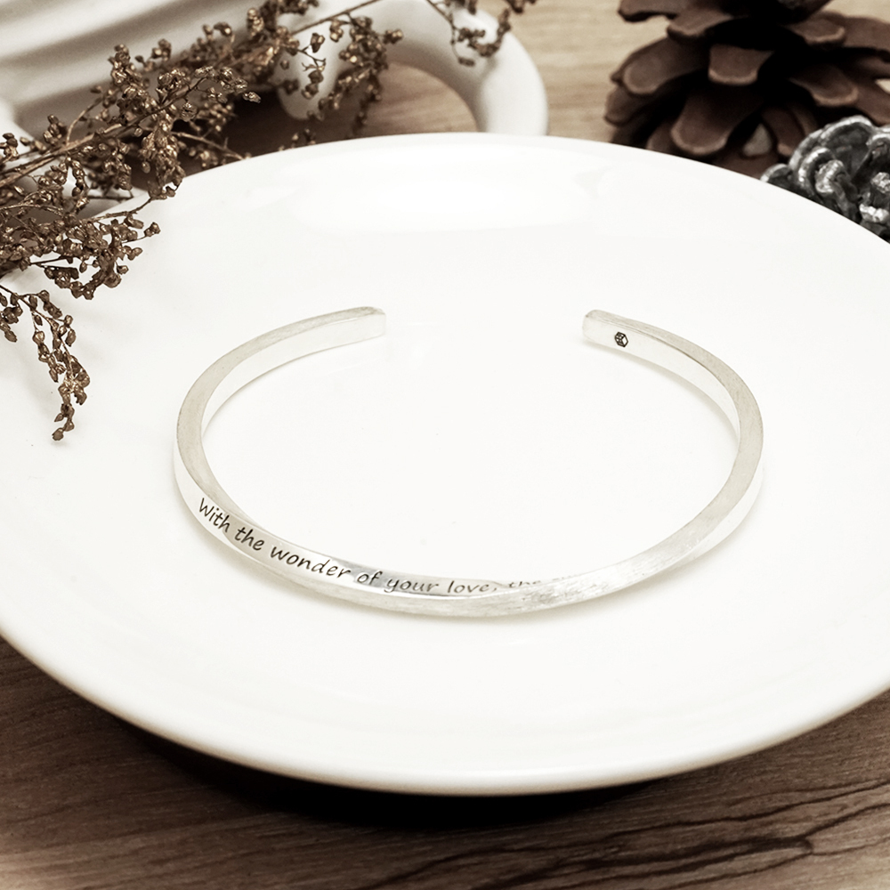 幾何方扭 質感手環（寬）刻字版 客製化訂製 925純銀手環