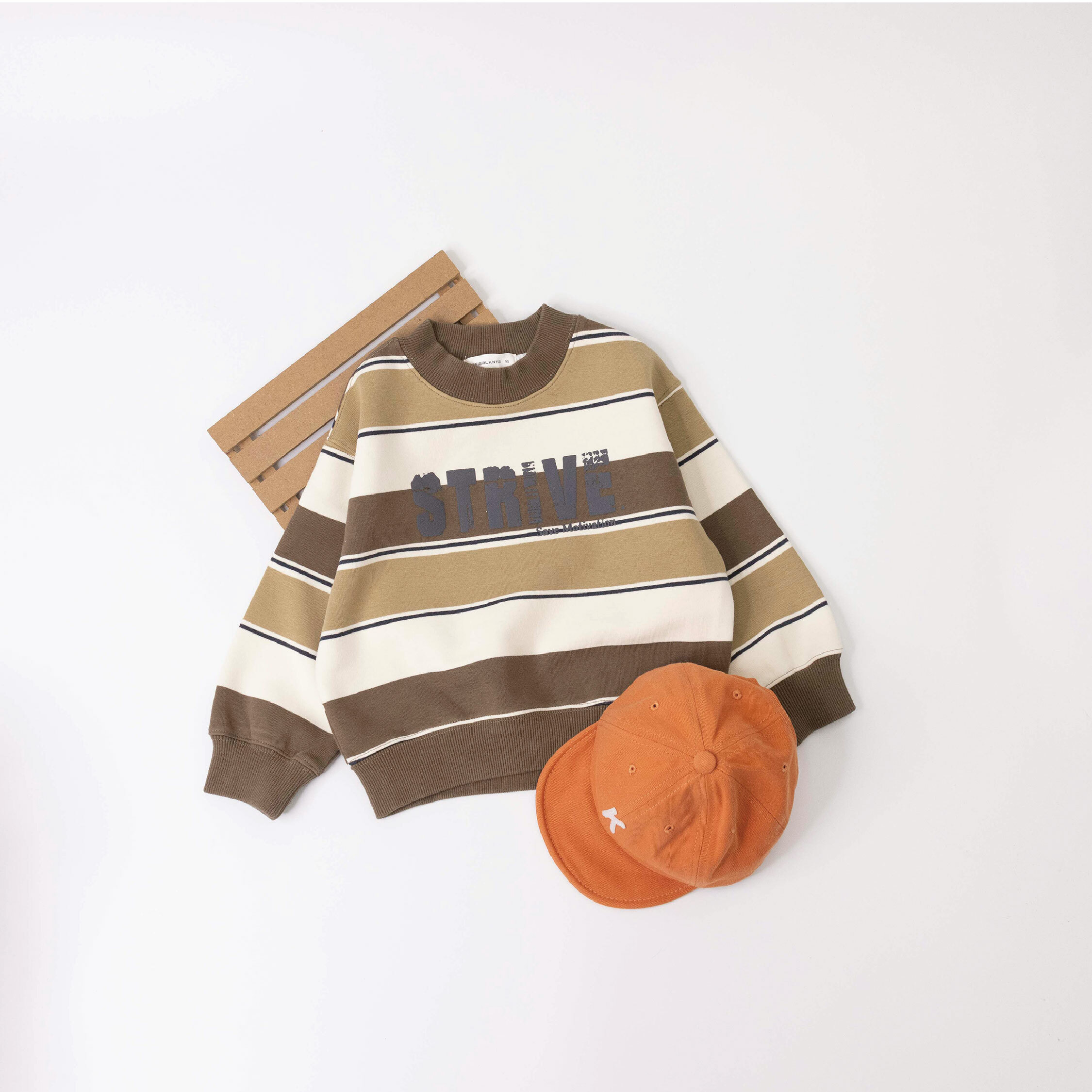 【H35469】個性斑駁文字橫條紋上衣