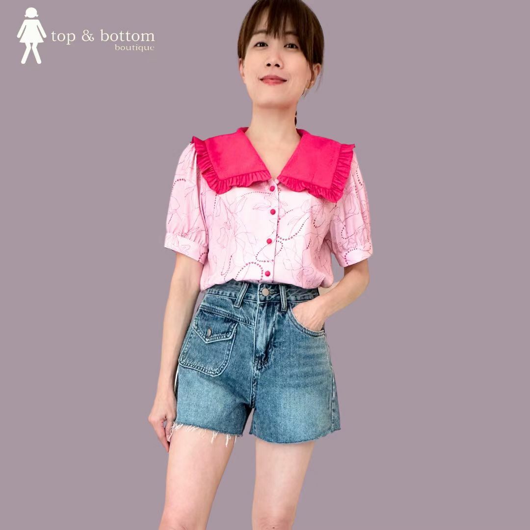 DENIM POCKET HIGH WAISTED SHORTS