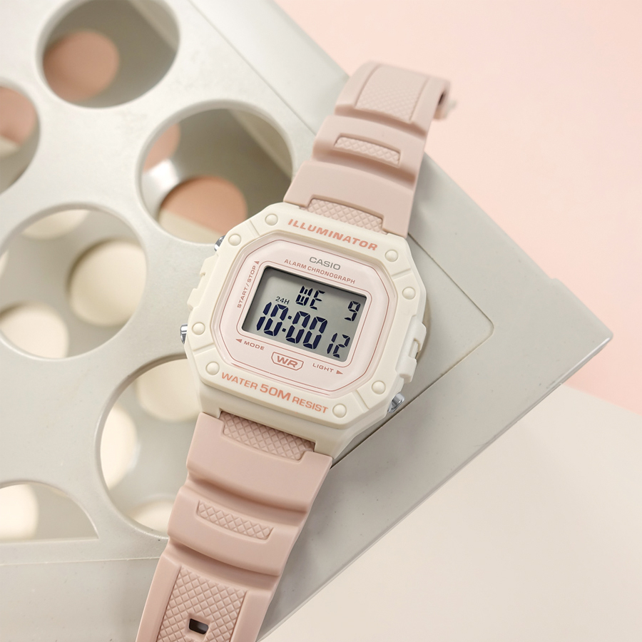 Casio W-218HC-4A2 50m防水 跳字 膠錶