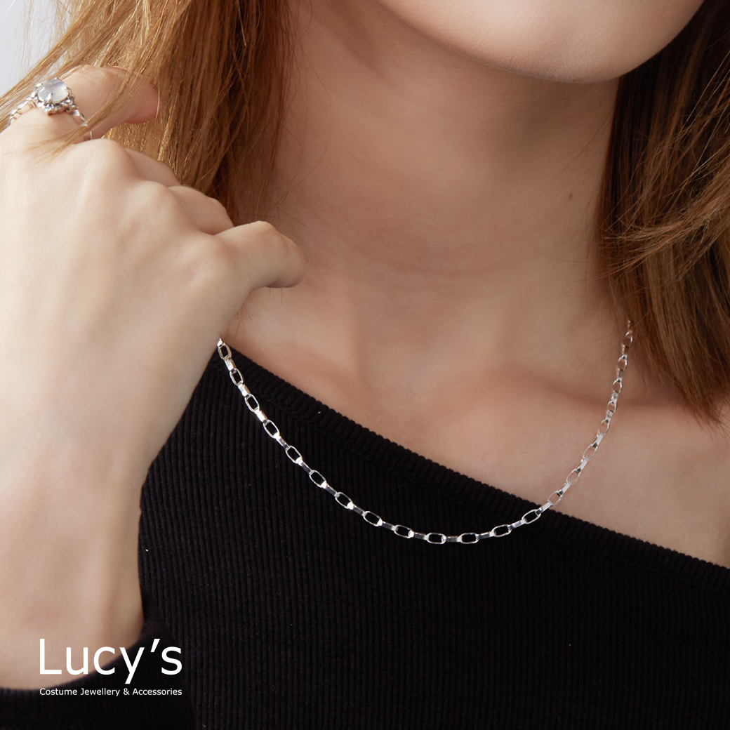 925純銀 微光弧圈 項鍊 (108953)