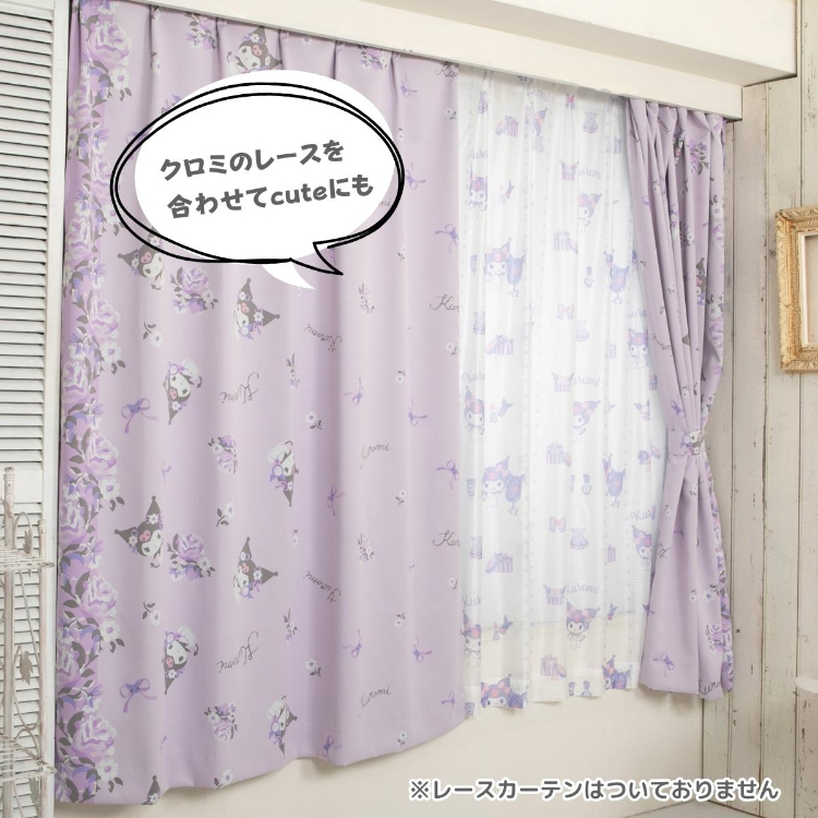 24006-KU [日本製] Sanrio Kuromi 花花1級遮光窗簾 (一套2塊) #JP-BD24-SS-11-208-19
